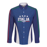 Italy Football 2024 Custom Long Sleeve Button Shirt Gli Azzurri - Renaissance Inspired - Wonder Print Shop