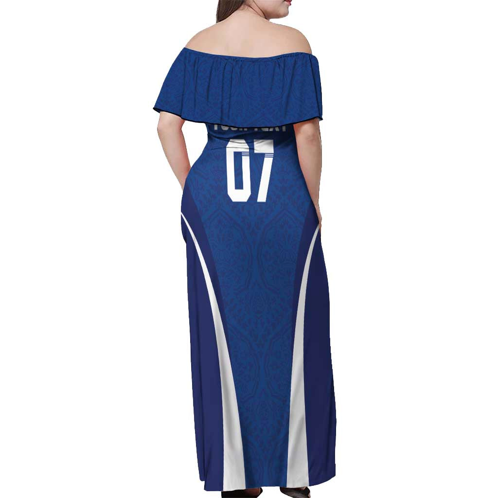 Italy Football 2024 Custom Off Shoulder Maxi Dress Gli Azzurri - Renaissance Inspired - Wonder Print Shop