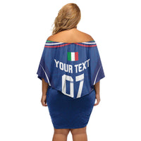 Italy Football 2024 Custom Off Shoulder Short Dress Gli Azzurri - Renaissance Inspired - Wonder Print Shop