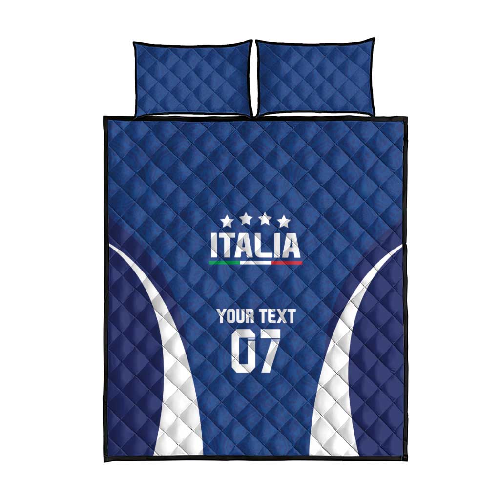 Italy Football 2024 Custom Quilt Bed Set Gli Azzurri - Renaissance Inspired - Wonder Print Shop