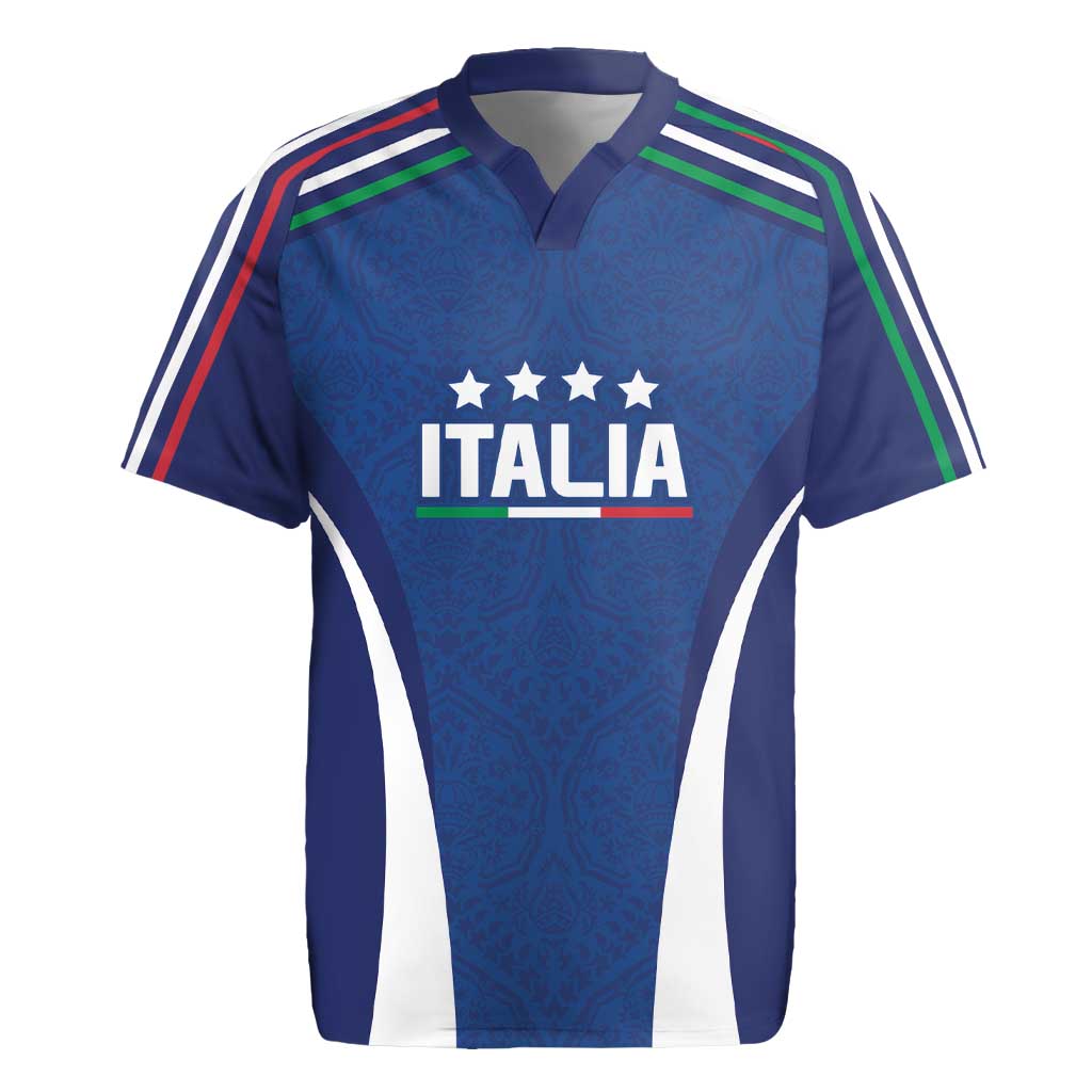 Italy Football 2024 Custom Rugby Jersey Gli Azzurri - Renaissance Inspired - Wonder Print Shop