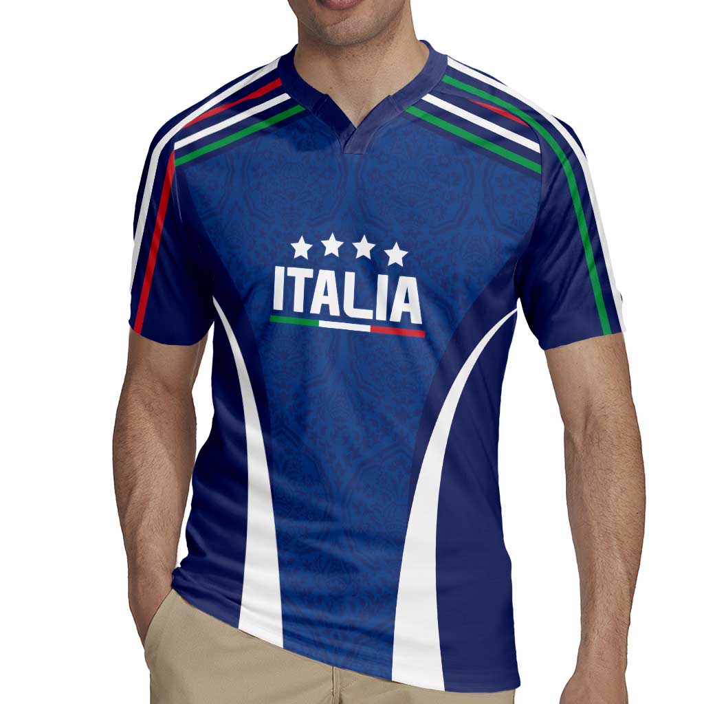 Italy Football 2024 Custom Rugby Jersey Gli Azzurri - Renaissance Inspired - Wonder Print Shop