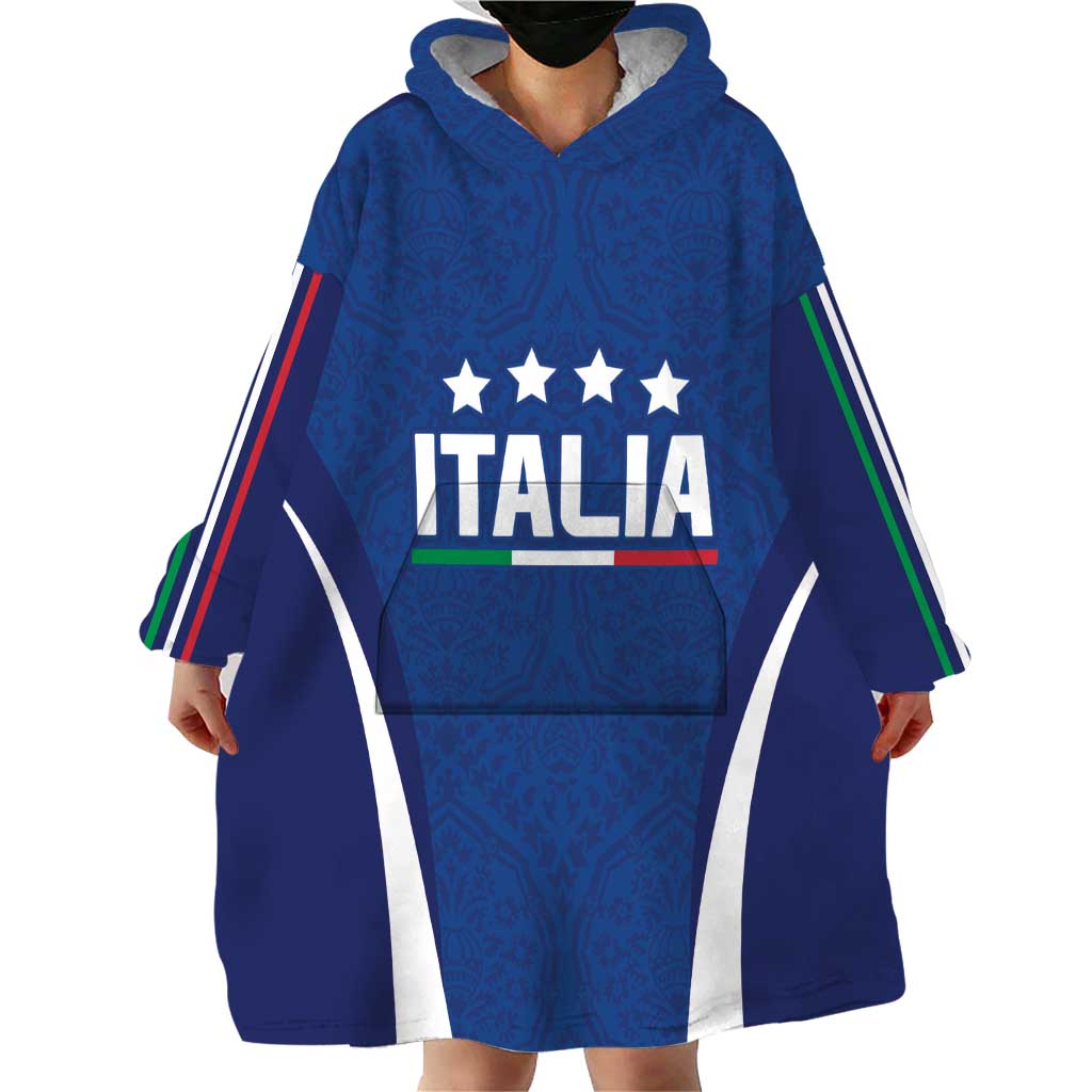 Italy Football 2024 Custom Wearable Blanket Hoodie Gli Azzurri - Renaissance Inspired - Wonder Print Shop