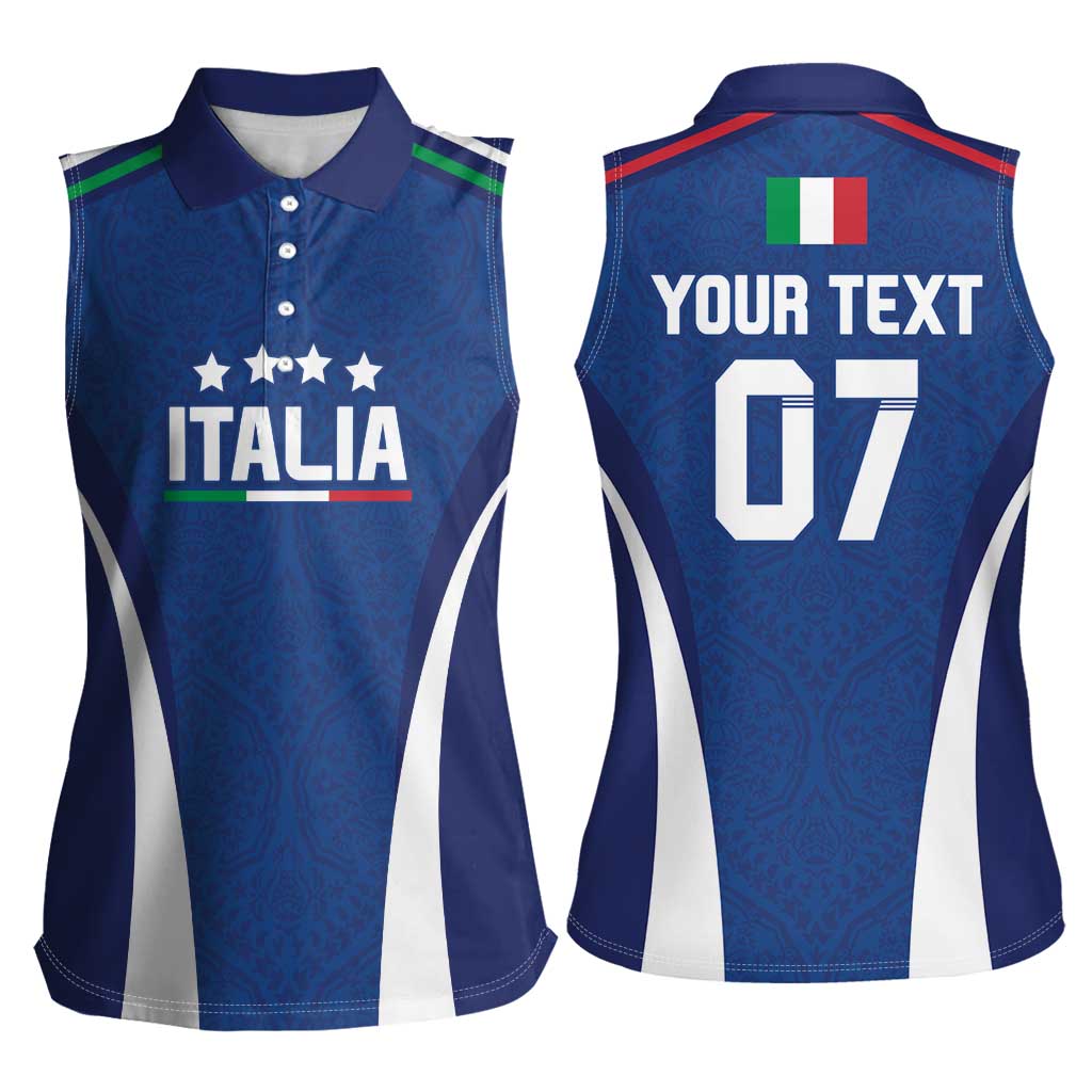 Italy Football 2024 Custom Women Sleeveless Polo Shirt Gli Azzurri - Renaissance Inspired - Wonder Print Shop