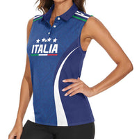 Italy Football 2024 Custom Women Sleeveless Polo Shirt Gli Azzurri - Renaissance Inspired - Wonder Print Shop