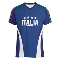 Italy Football 2024 Custom Women V-Neck T-Shirt Gli Azzurri - Renaissance Inspired - Wonder Print Shop
