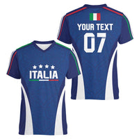 Italy Football 2024 Custom Women V-Neck T-Shirt Gli Azzurri - Renaissance Inspired - Wonder Print Shop