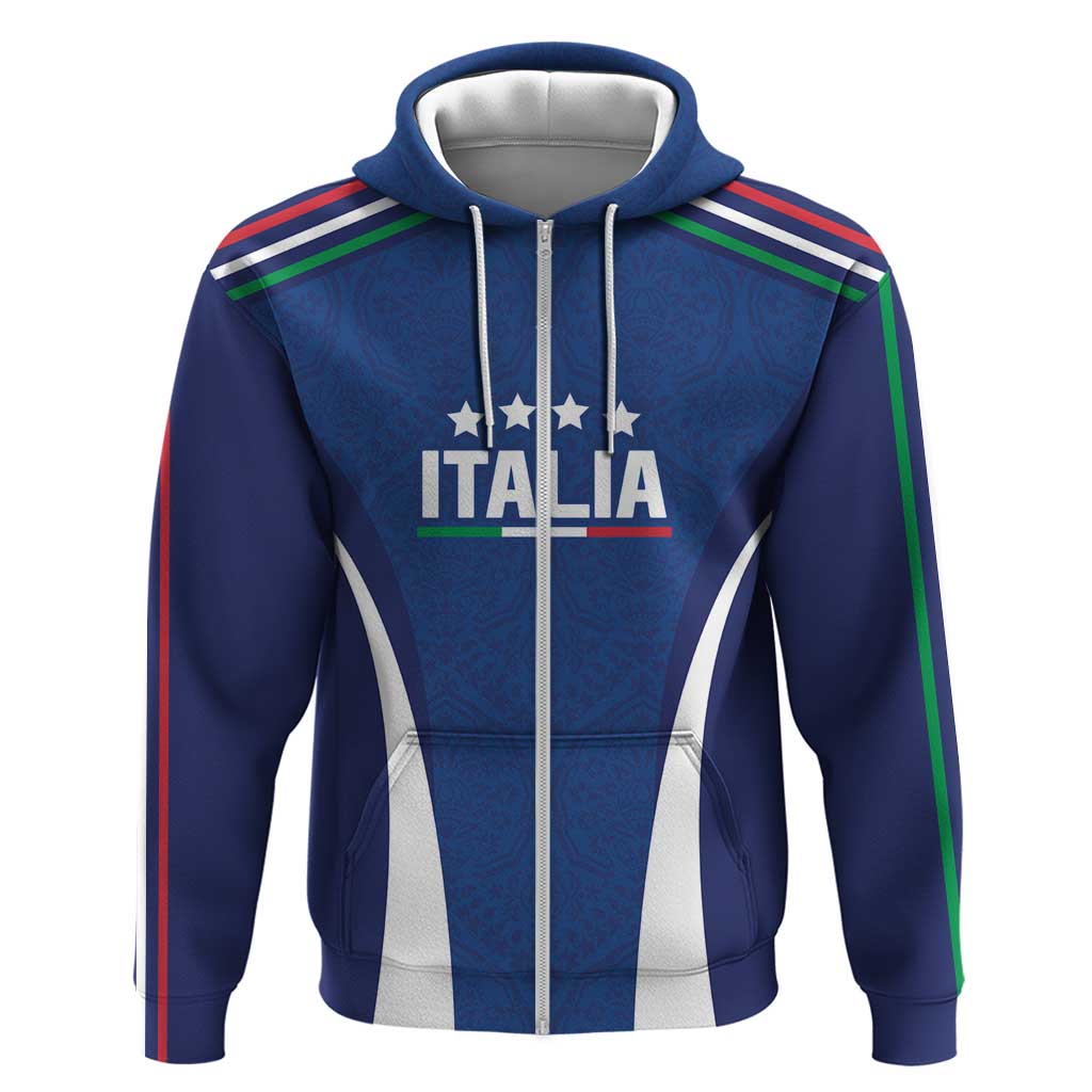 Italy Football 2024 Custom Zip Hoodie Gli Azzurri - Renaissance Inspired - Wonder Print Shop