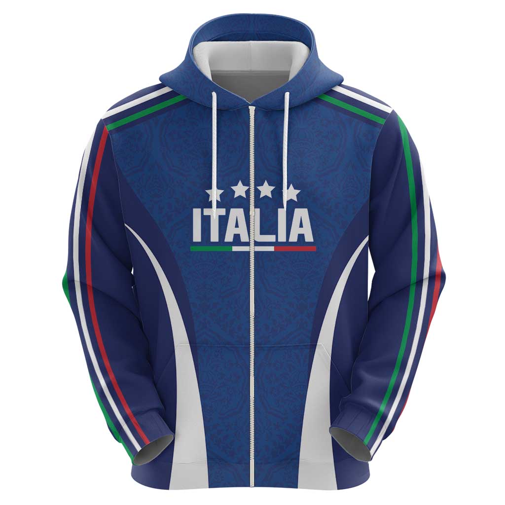 Italy Football 2024 Custom Zip Hoodie Gli Azzurri - Renaissance Inspired - Wonder Print Shop