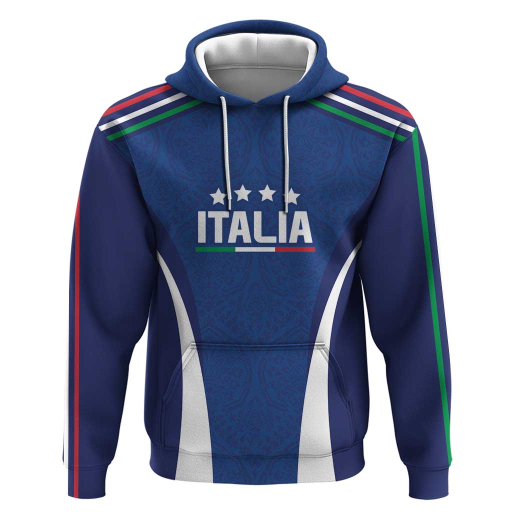Italy Football 2024 Custom Zip Hoodie Gli Azzurri - Renaissance Inspired - Wonder Print Shop