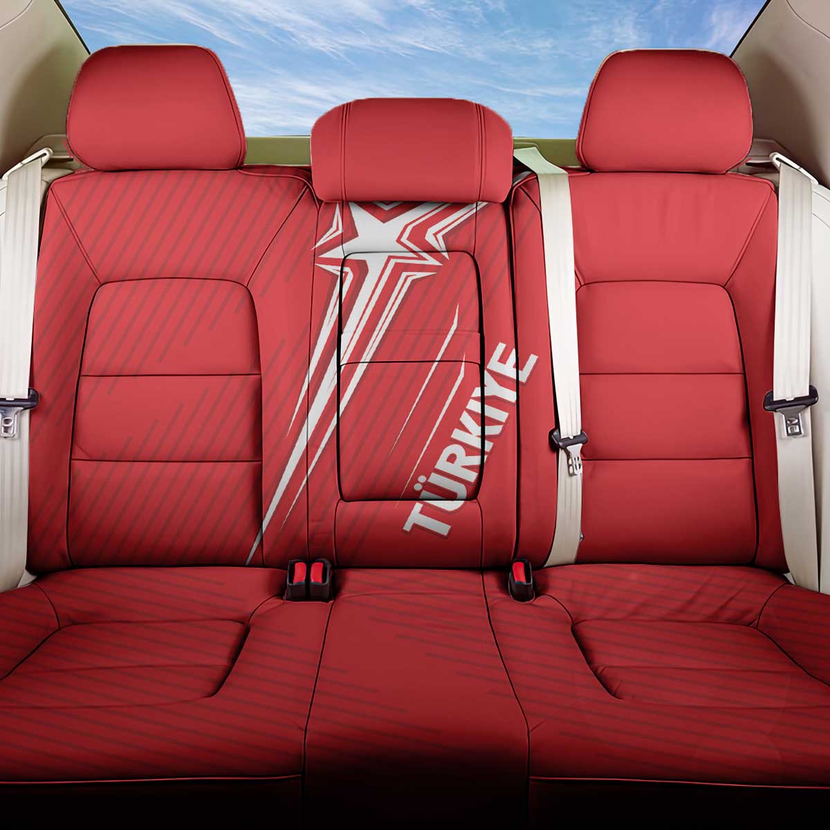Turkiye Football 2024 Custom Back Car Seat Cover Crescent-Stars Basic Style LT7 - Wonder Print Shop