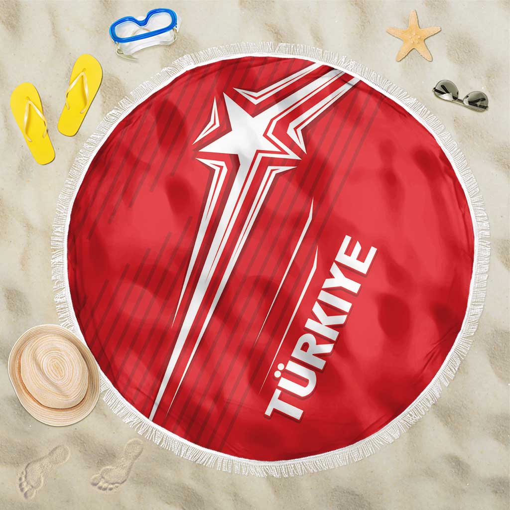 Turkiye Football 2024 Custom Beach Blanket Crescent-Stars Basic Style LT7 - Wonder Print Shop