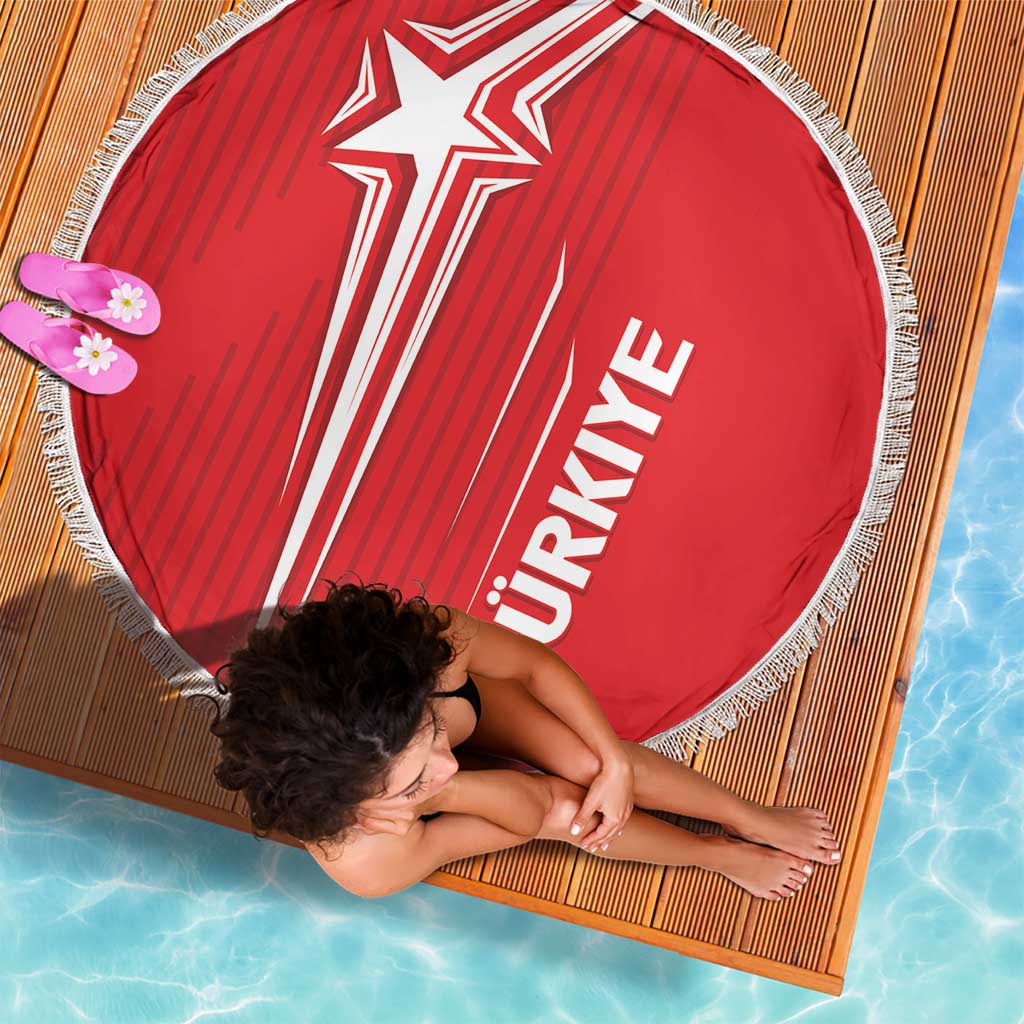 Turkiye Football 2024 Custom Beach Blanket Crescent-Stars Basic Style LT7 - Wonder Print Shop