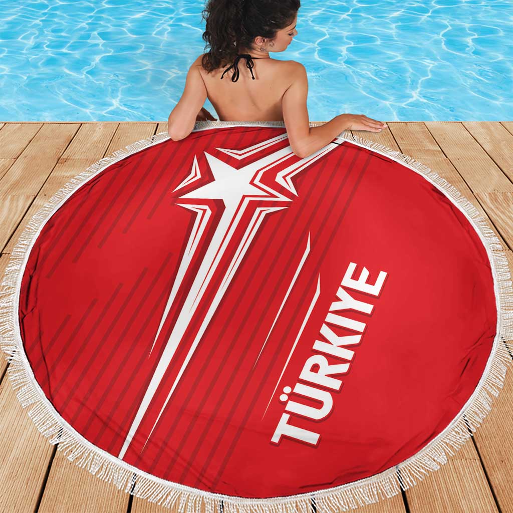 Turkiye Football 2024 Custom Beach Blanket Crescent-Stars Basic Style LT7 - Wonder Print Shop