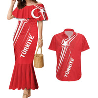 Turkiye Football 2024 Custom Couples Matching Mermaid Dress and Hawaiian Shirt Crescent-Stars Basic Style LT7 - Wonder Print Shop
