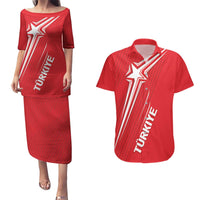 Turkiye Football 2024 Custom Couples Matching Puletasi and Hawaiian Shirt Crescent-Stars Basic Style LT7 - Wonder Print Shop