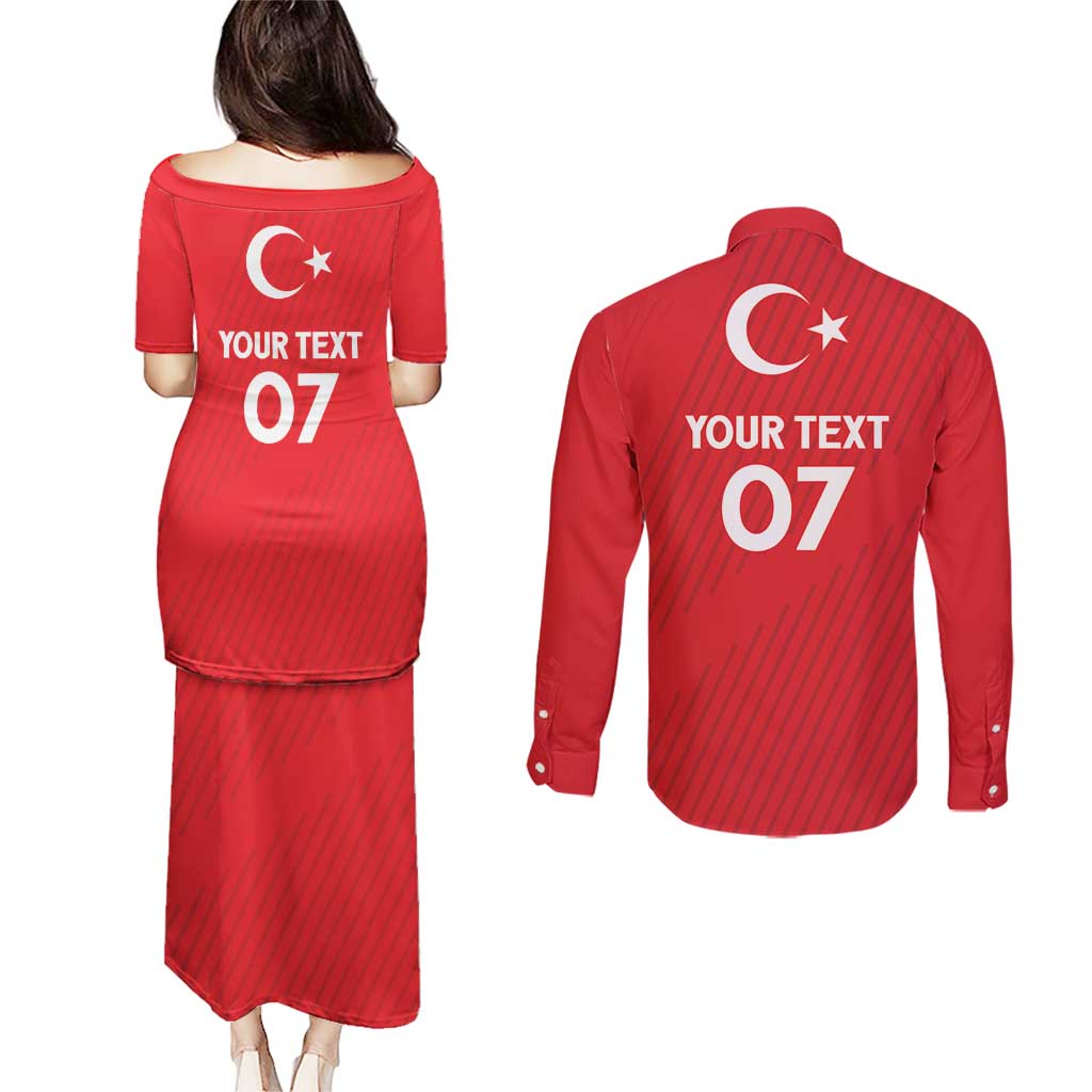 Turkiye Football 2024 Custom Couples Matching Puletasi and Long Sleeve Button Shirt Crescent-Stars Basic Style LT7 - Wonder Print Shop