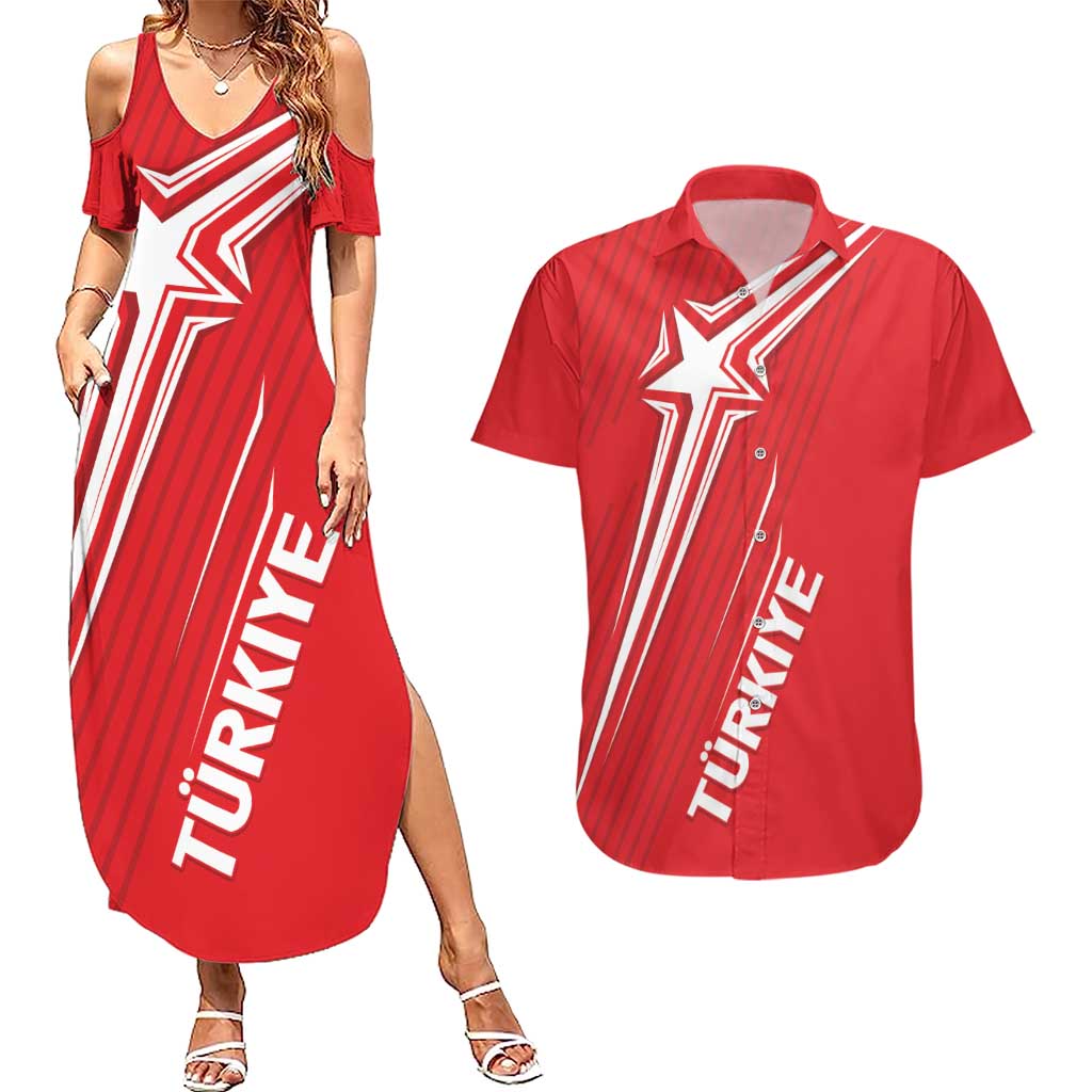 Turkiye Football 2024 Custom Couples Matching Summer Maxi Dress and Hawaiian Shirt Crescent-Stars Basic Style LT7 - Wonder Print Shop