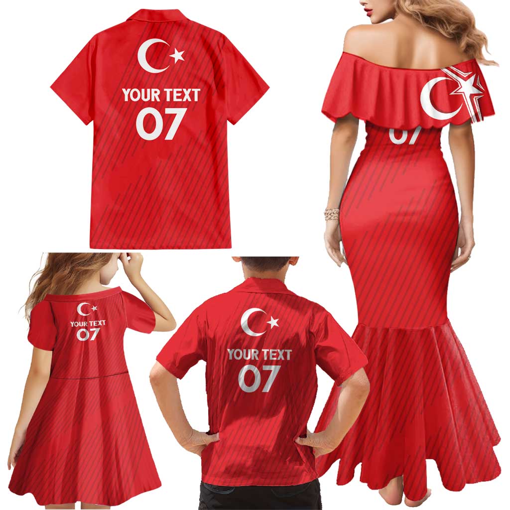 Turkiye Football 2024 Custom Family Matching Mermaid Dress and Hawaiian Shirt Crescent-Stars Basic Style LT7 - Wonder Print Shop
