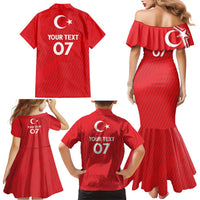 Turkiye Football 2024 Custom Family Matching Mermaid Dress and Hawaiian Shirt Crescent-Stars Basic Style LT7 - Wonder Print Shop