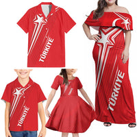 Turkiye Football 2024 Custom Family Matching Off Shoulder Maxi Dress and Hawaiian Shirt Crescent-Stars Basic Style LT7 - Wonder Print Shop