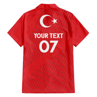 Turkiye Football 2024 Custom Family Matching Off Shoulder Short Dress and Hawaiian Shirt Crescent-Stars Basic Style LT7 - Wonder Print Shop