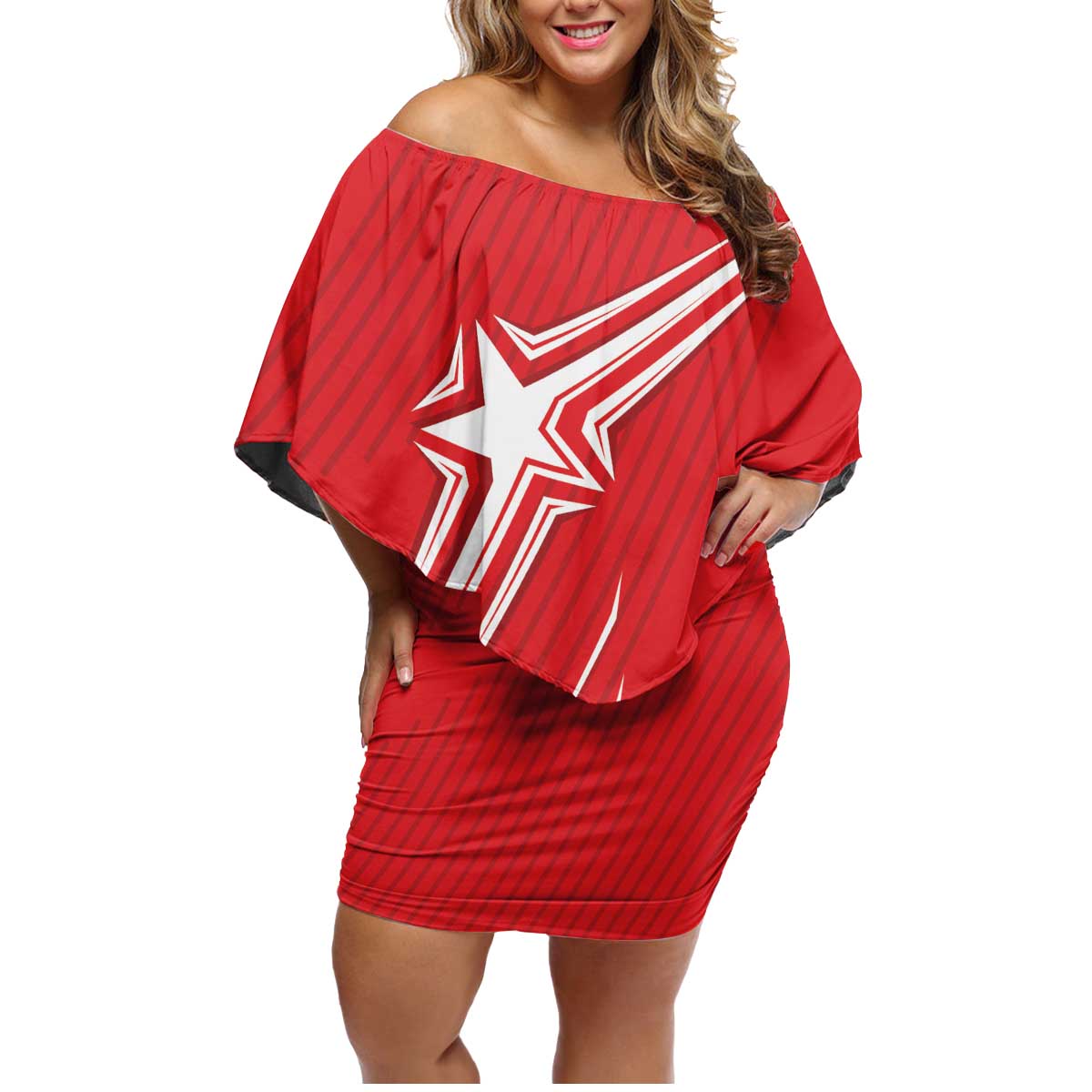 Turkiye Football 2024 Custom Family Matching Off Shoulder Short Dress and Hawaiian Shirt Crescent-Stars Basic Style LT7 - Wonder Print Shop
