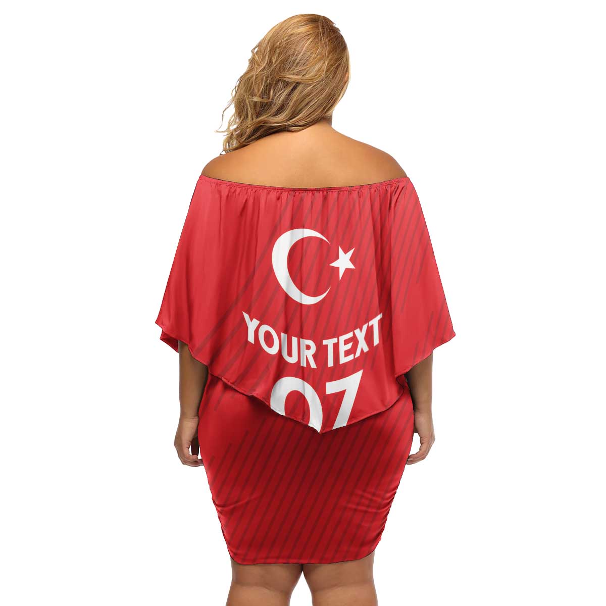 Turkiye Football 2024 Custom Family Matching Off Shoulder Short Dress and Hawaiian Shirt Crescent-Stars Basic Style LT7 - Wonder Print Shop