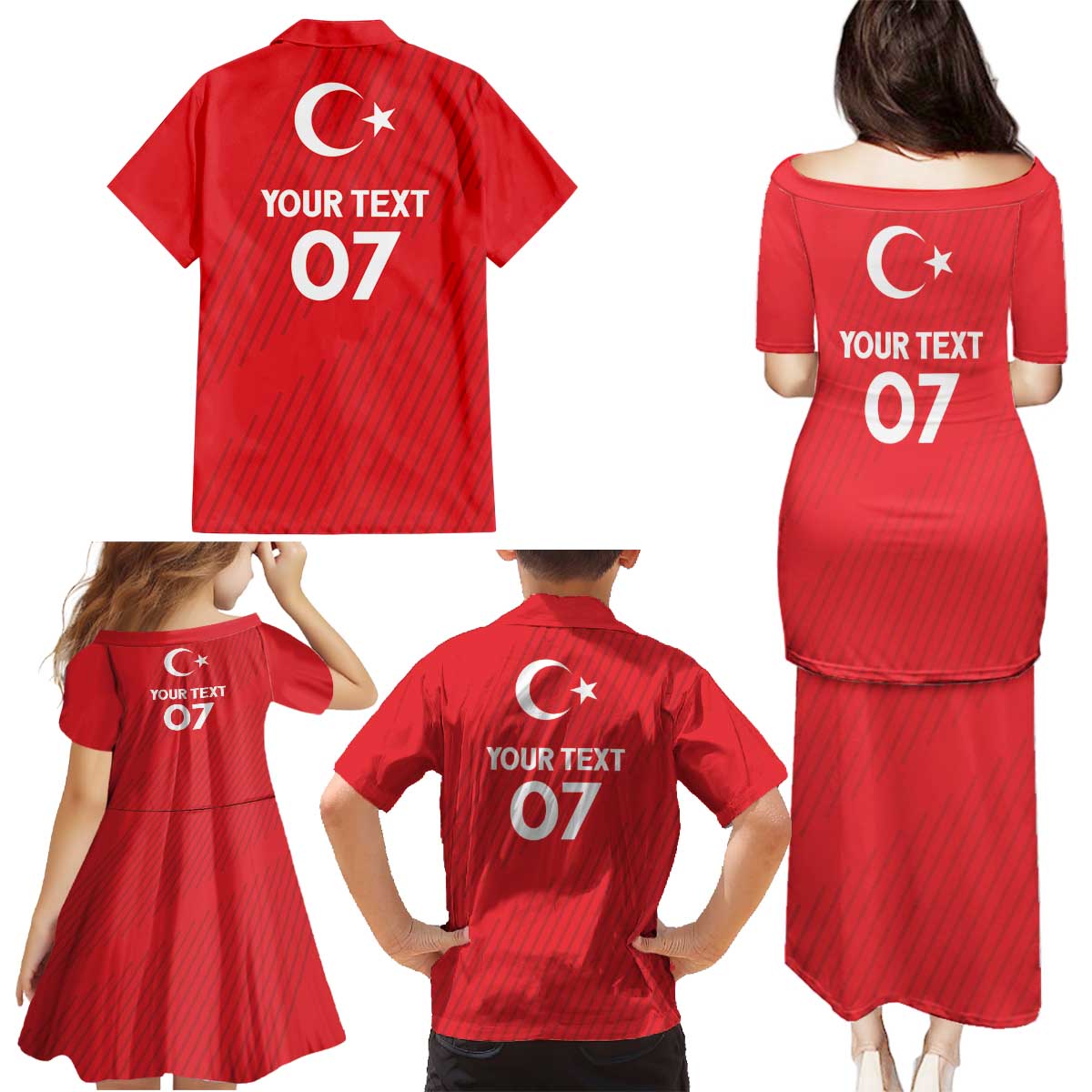 Turkiye Football 2024 Custom Family Matching Puletasi and Hawaiian Shirt Crescent-Stars Basic Style - Wonder Print Shop