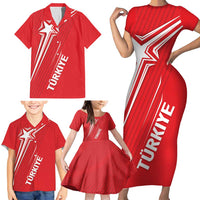 Turkiye Football 2024 Custom Family Matching Short Sleeve Bodycon Dress and Hawaiian Shirt Crescent-Stars Basic Style - Wonder Print Shop