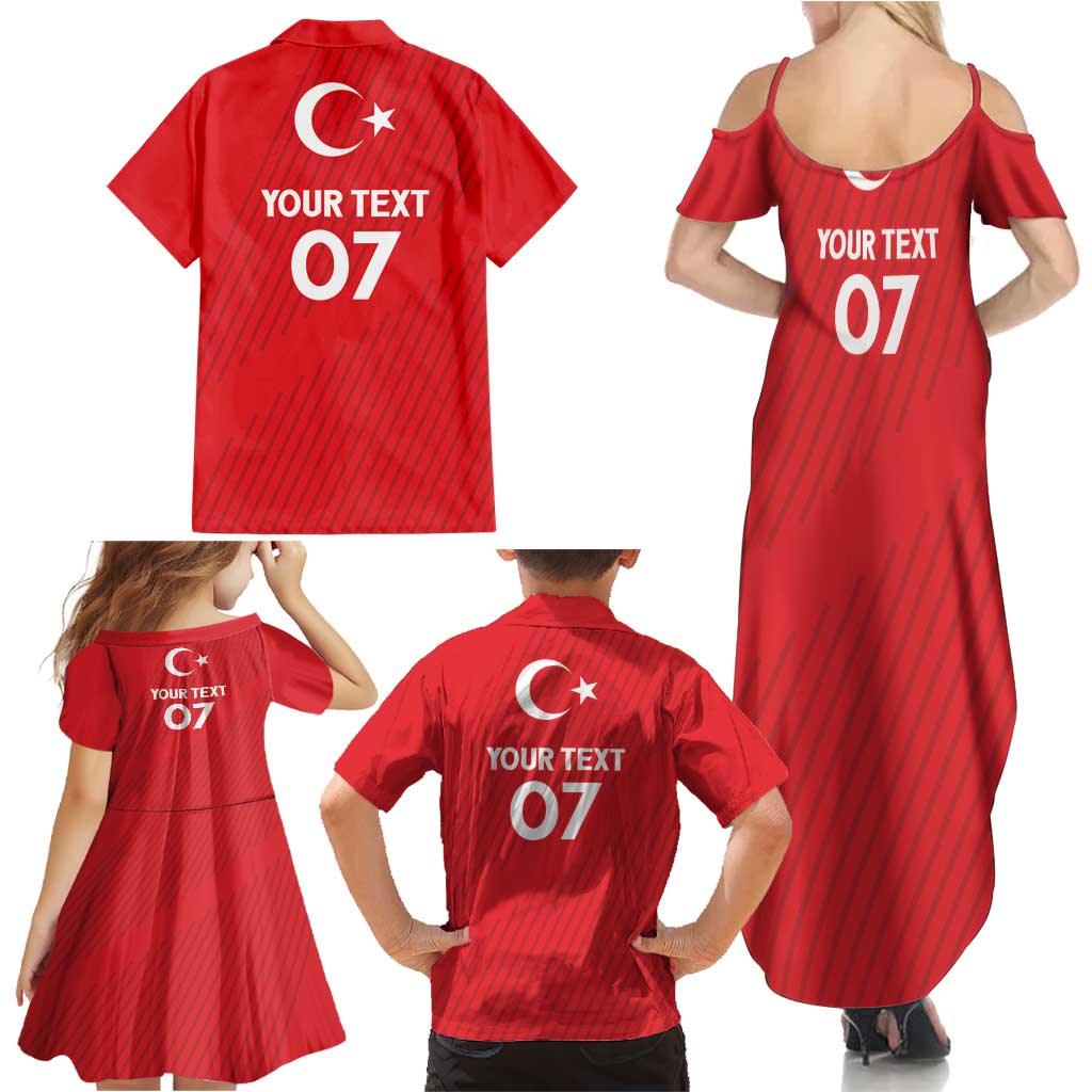 Turkiye Football 2024 Custom Family Matching Summer Maxi Dress and Hawaiian Shirt Crescent-Stars Basic Style - Wonder Print Shop