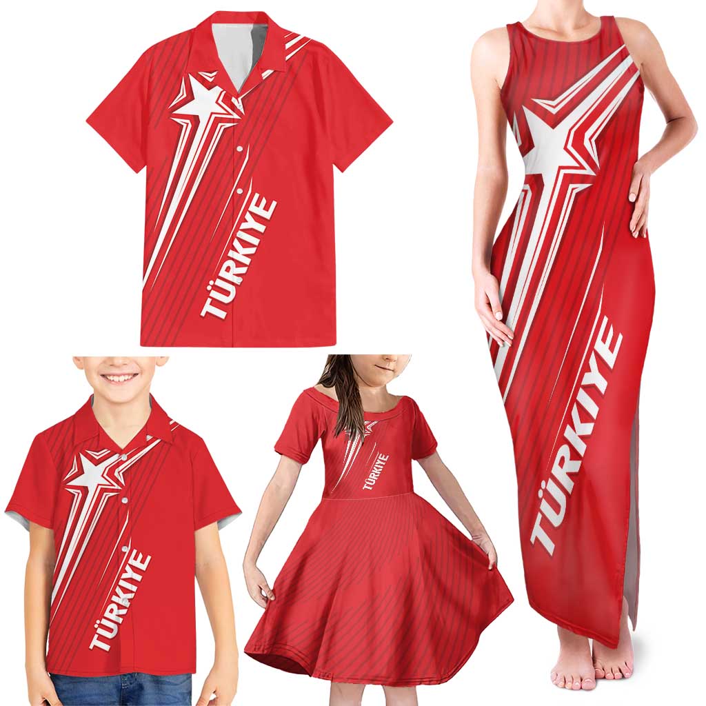 Turkiye Football 2024 Custom Family Matching Tank Maxi Dress and Hawaiian Shirt Crescent-Stars Basic Style - Wonder Print Shop