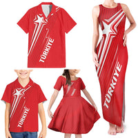 Turkiye Football 2024 Custom Family Matching Tank Maxi Dress and Hawaiian Shirt Crescent-Stars Basic Style - Wonder Print Shop