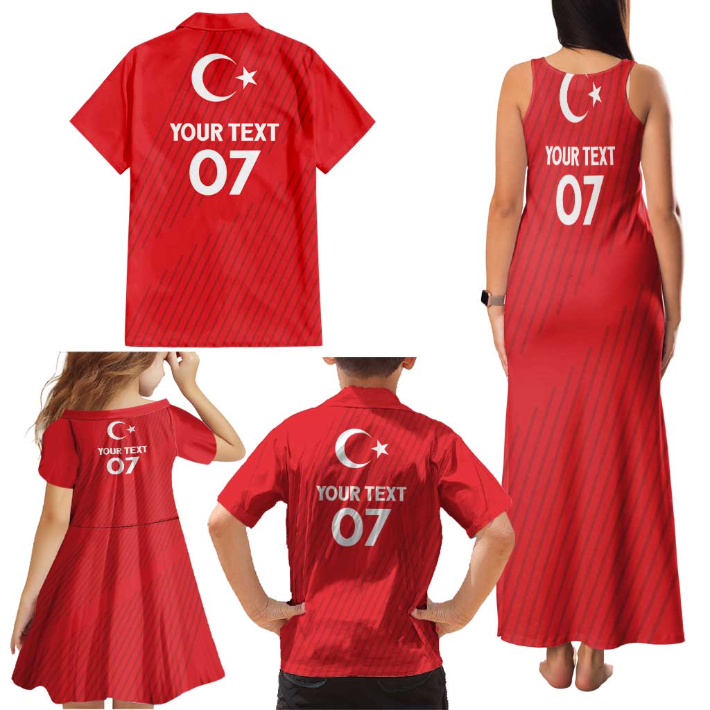 Turkiye Football 2024 Custom Family Matching Tank Maxi Dress and Hawaiian Shirt Crescent-Stars Basic Style - Wonder Print Shop