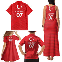 Turkiye Football 2024 Custom Family Matching Tank Maxi Dress and Hawaiian Shirt Crescent-Stars Basic Style - Wonder Print Shop