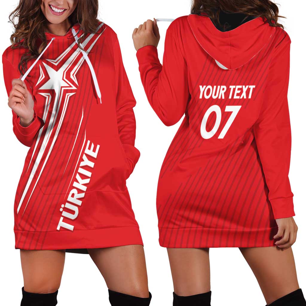 Turkiye Football 2024 Custom Hoodie Dress Crescent-Stars Basic Style - Wonder Print Shop