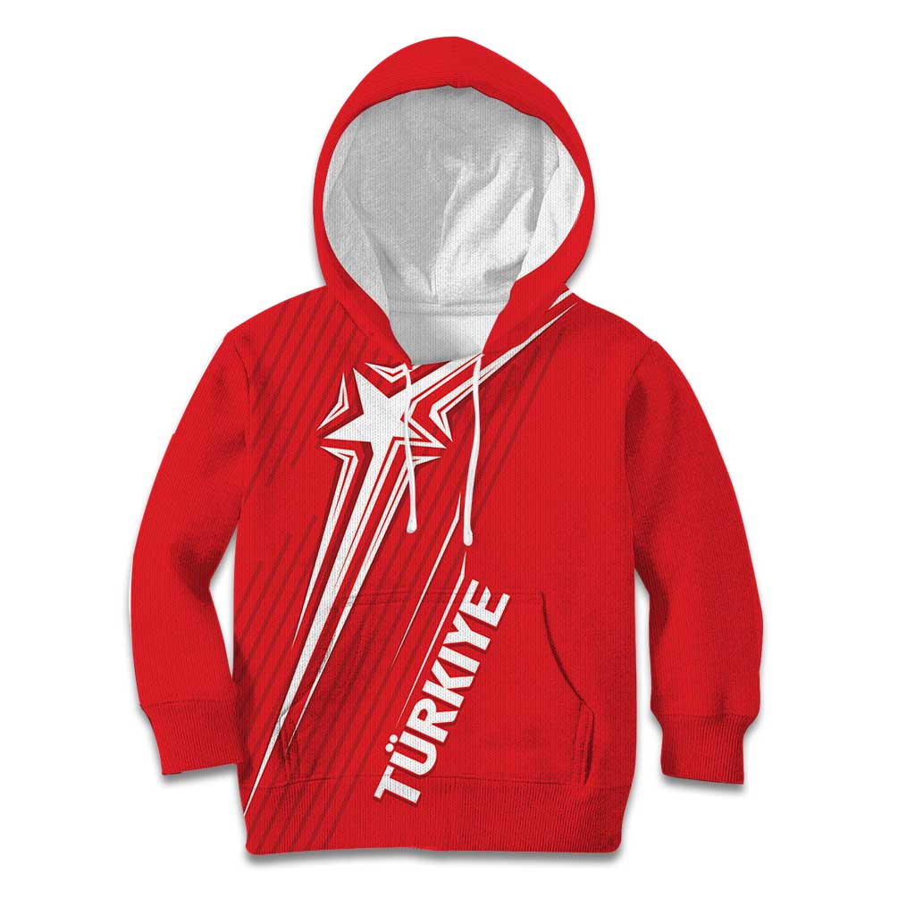 Turkiye Football 2024 Custom Kid Hoodie Crescent-Stars Basic Style - Wonder Print Shop