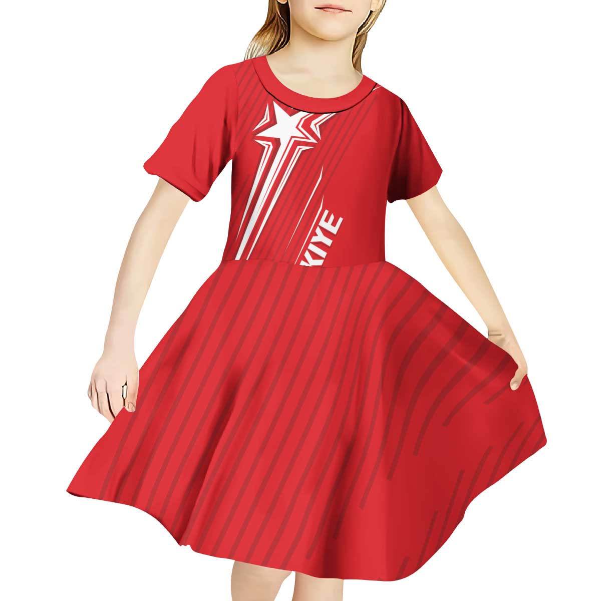Turkiye Football 2024 Custom Kid Short Sleeve Dress Crescent-Stars Basic Style - Wonder Print Shop