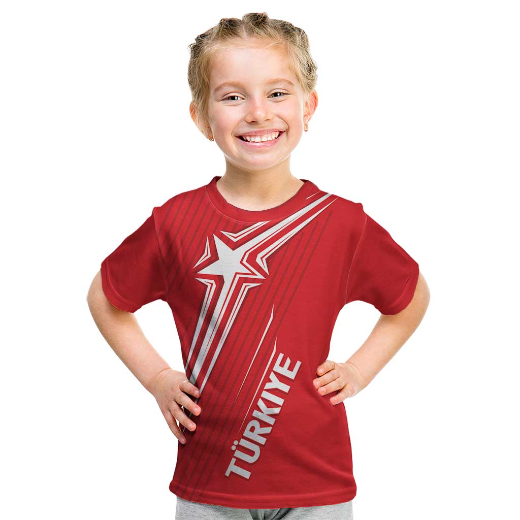 Turkiye Football 2024 Custom Kid T Shirt Crescent-Stars Basic Style - Wonder Print Shop