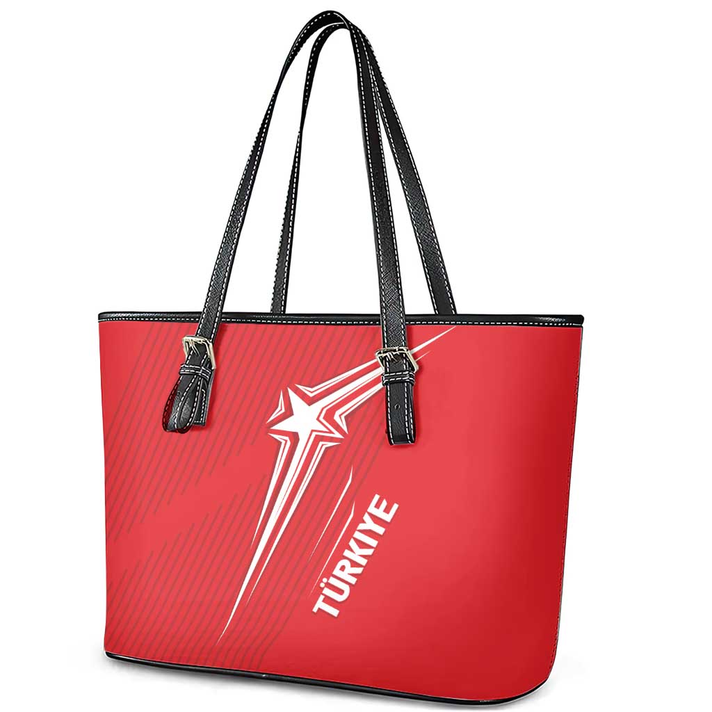 Turkiye Football 2024 Custom Leather Tote Bag Crescent-Stars Basic Style - Wonder Print Shop