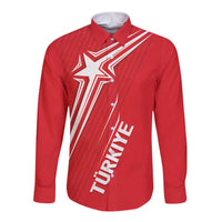 Turkiye Football 2024 Custom Long Sleeve Button Shirt Crescent-Stars Basic Style - Wonder Print Shop