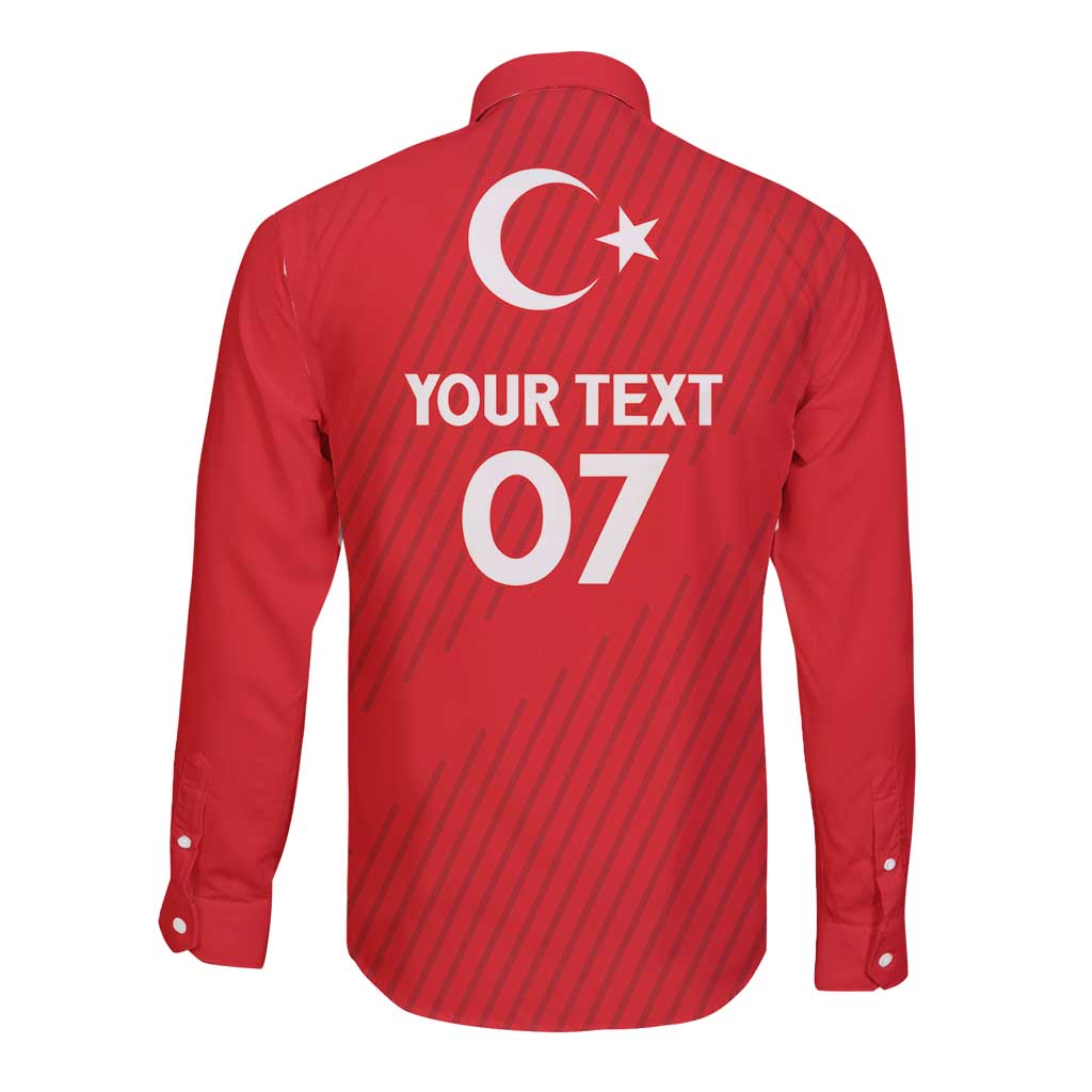 Turkiye Football 2024 Custom Long Sleeve Button Shirt Crescent-Stars Basic Style - Wonder Print Shop