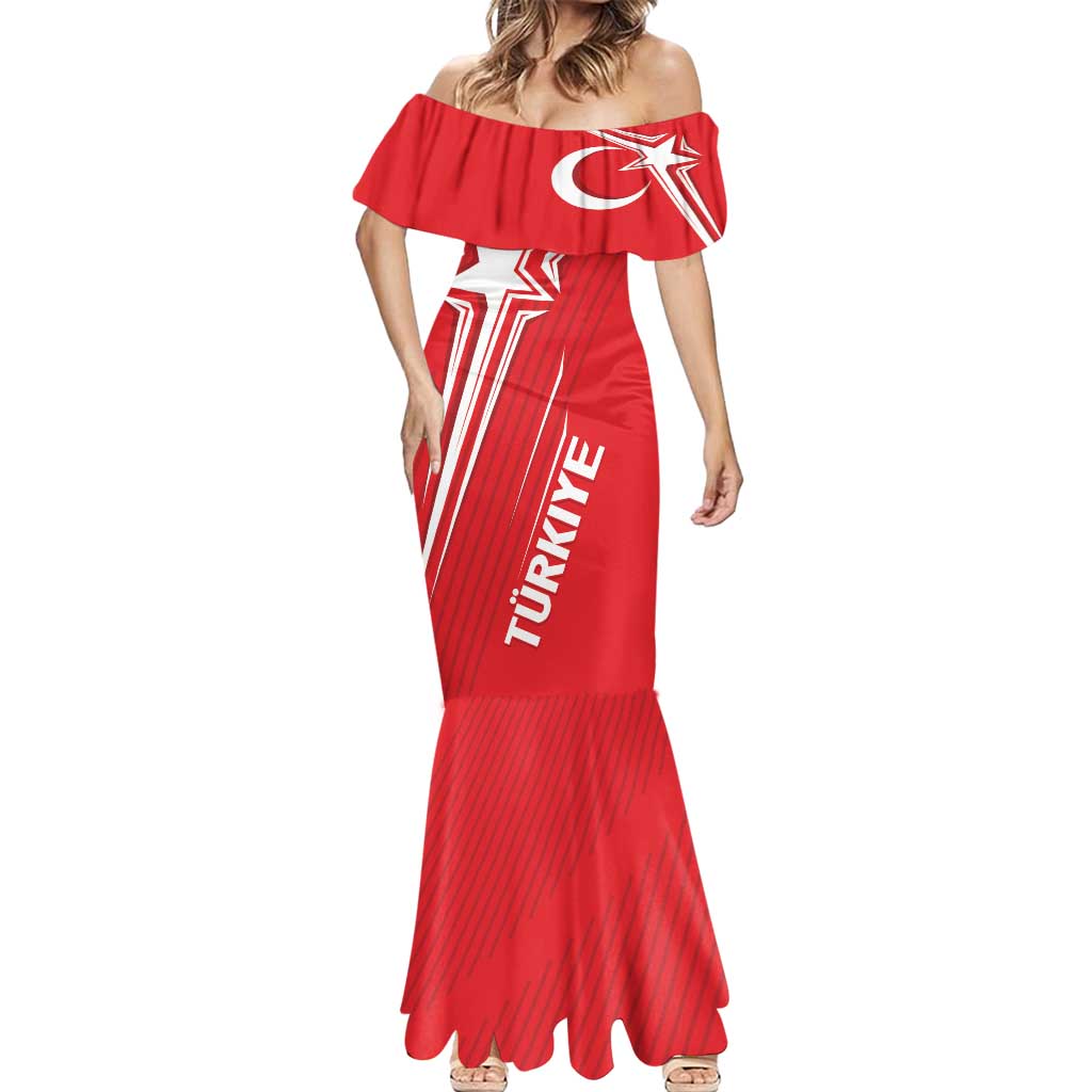 Turkiye Football 2024 Custom Mermaid Dress Crescent-Stars Basic Style - Wonder Print Shop