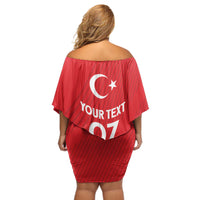Turkiye Football 2024 Custom Off Shoulder Short Dress Crescent-Stars Basic Style - Wonder Print Shop