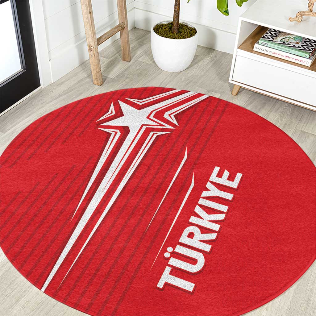 Turkiye Football 2024 Custom Round Carpet Crescent-Stars Basic Style