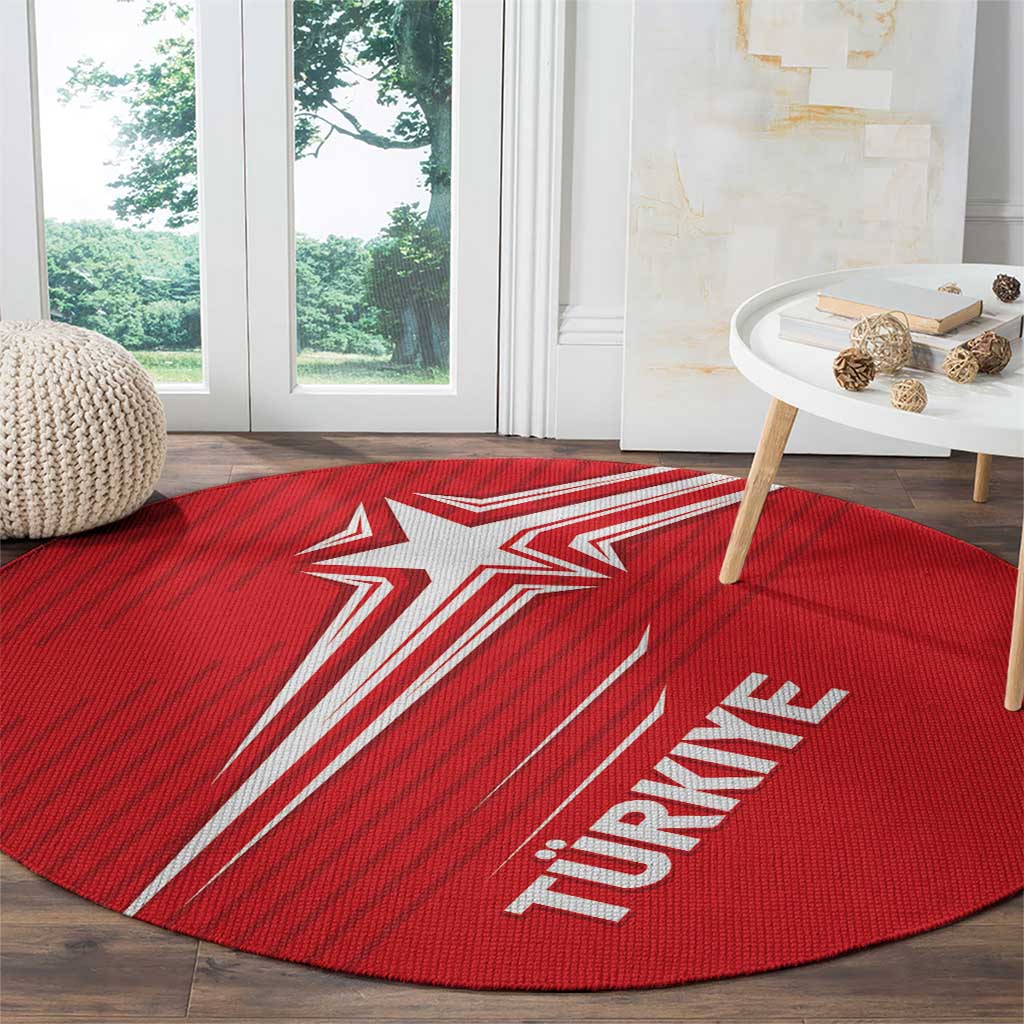 Turkiye Football 2024 Custom Round Carpet Crescent-Stars Basic Style