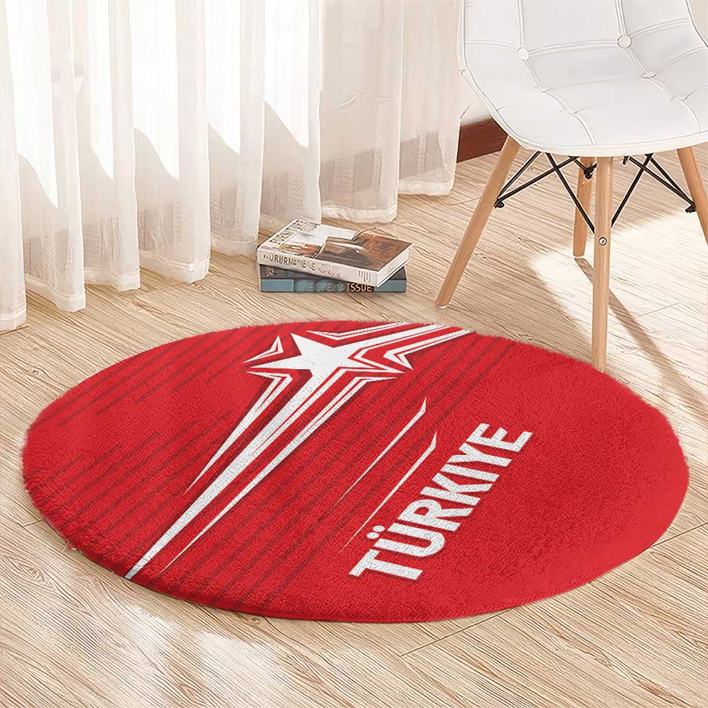Turkiye Football 2024 Custom Round Carpet Crescent-Stars Basic Style