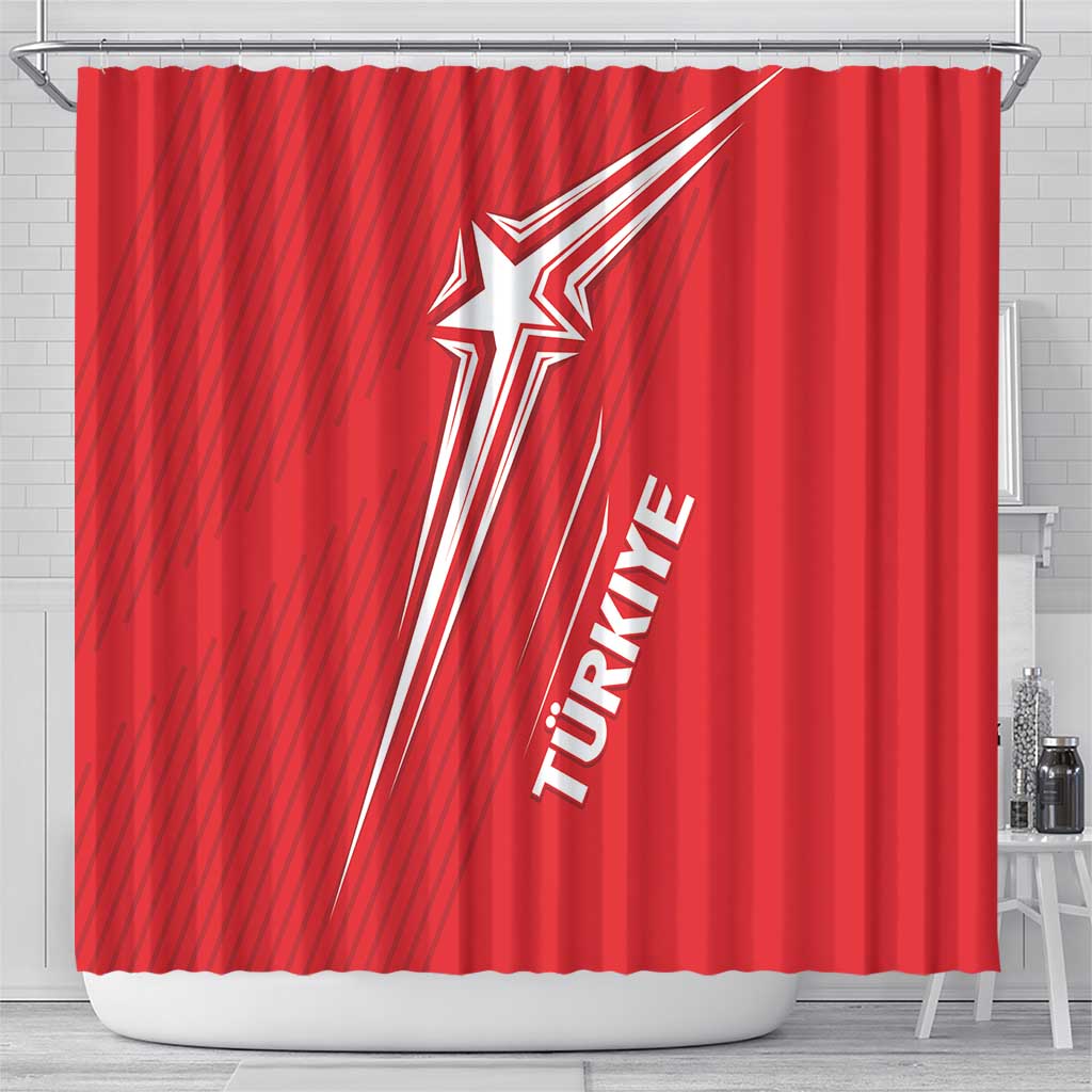 Turkiye Football 2024 Custom Shower Curtain Crescent-Stars Basic Style