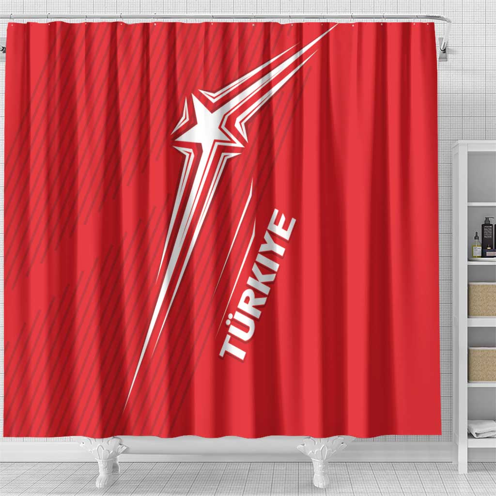 Turkiye Football 2024 Custom Shower Curtain Crescent-Stars Basic Style