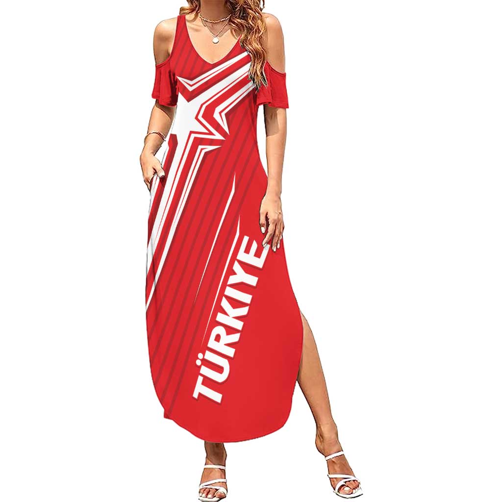 Turkiye Football 2024 Custom Summer Maxi Dress Crescent-Stars Basic Style - Wonder Print Shop